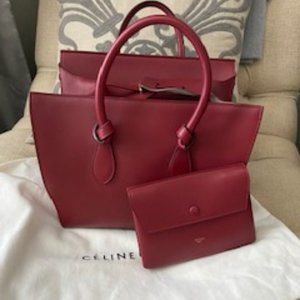 Celine Tie Knot Tote in Burgundy